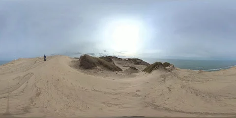 VR360, Wandering sanddune and steep coast on the North Sea, Denmark, VR Stock Footage 117710349