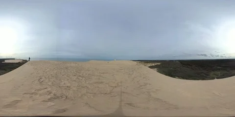 VR360, Wandering sanddune and steep coast on the North Sea, Denmark, VR Stock Footage 117710449