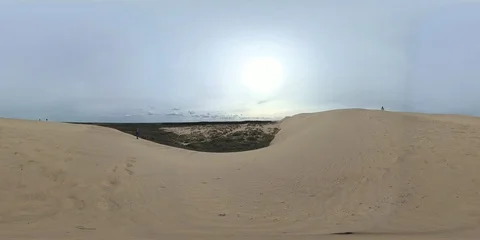 VR360, Wandering sanddune and steep coast on the North Sea, Denmark, VR Stock Footage 117710582
