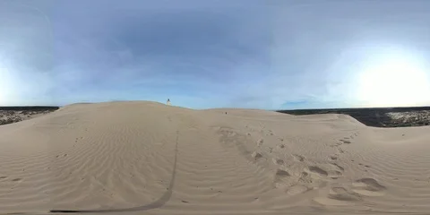VR360, Wandering sanddune and steep coast on the North Sea, Denmark, VR Stock Footage 117710787