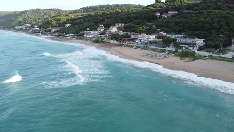 Vrahos Beach Greece a small beautiful summer resort Stock Footage 215178570