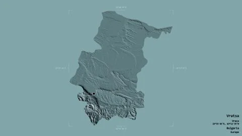 Vratsa, Bulgaria. Colored elevation map Stock Illustration