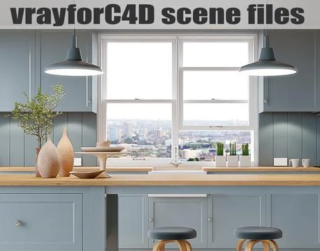 VRayforC4D Scene files - French Country Kitchen 3D Model