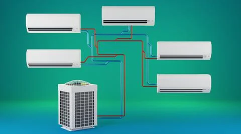 Vrf multisystem split air conditioners 3d 库存插图