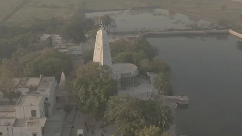 Vrindavan, city of 5000 temples. India, 4k aerial ungraded Stock-Footage 107718655