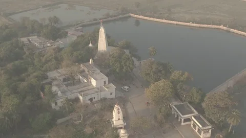 Vrindavan, city of 5000 temples. India, 4k aerial ungraded Stock Footage 107718780