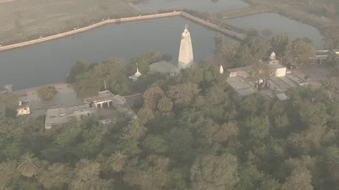 Vrindavan, city of 5000 temples. India, 4k aerial ungraded Video stock 107718843