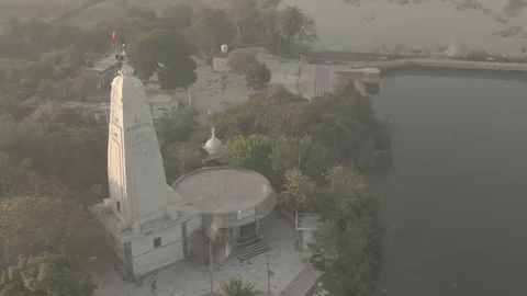 Vrindavan, city of 5000 temples. India, 4k aerial ungraded Stock Footage 107718900