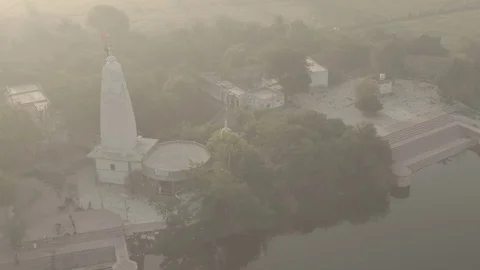 Vrindavan, city of 5000 temples. India, 4k aerial ungraded Stock Footage 107718927