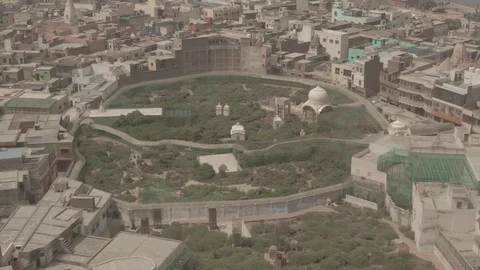 Vrindavan, city of 5000 temples. India, 4k aerial ungraded Stock-Footage 107720167