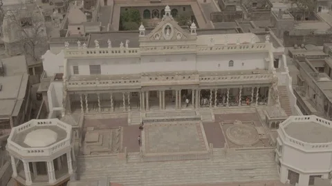 Vrindavan, city of 5000 temples. India, 4k aerial ungraded Stock Footage 107720359