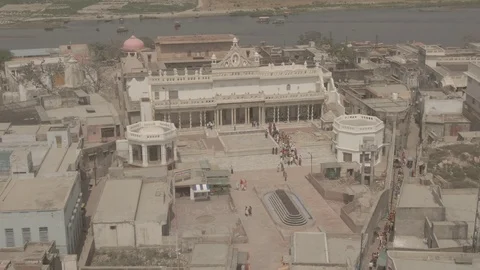 Vrindavan, city of 5000 temples. India, 4k aerial ungraded Video stock 107720555