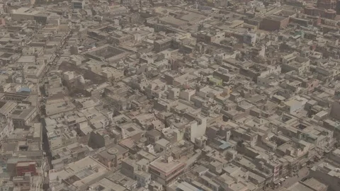 Vrindavan, city of 5000 temples. India, 4k aerial ungraded Video stock 107720820