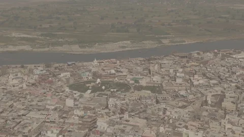 Vrindavan, city of 5000 temples. India, 4k aerial ungraded Stock Footage 107721269