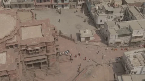 Vrindavan, city of 5000 temples. India, 4k aerial ungraded Stock Footage 107722329