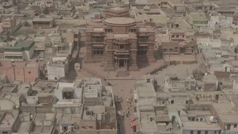 Vrindavan, city of 5000 temples. India, 4k aerial ungraded Stock Footage 107722531