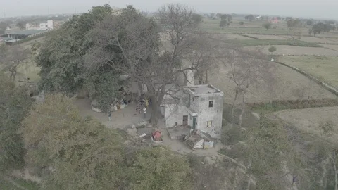 Vrindavan, city of 5000 temples. India, 4k aerial ungraded Video stock 107723174