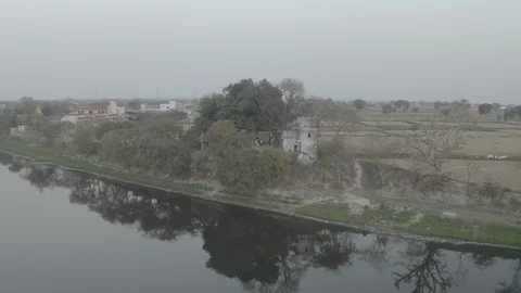 Vrindavan, city of 5000 temples. India, 4k aerial ungraded Stock Footage 107723281