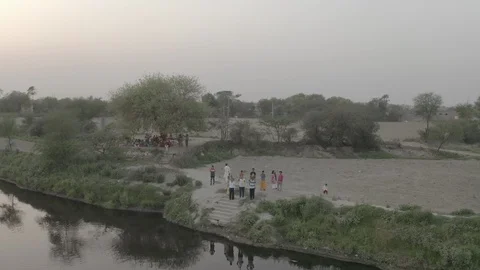 Vrindavan, city of 5000 temples. India, 4k aerial ungraded Stock Footage 107723460