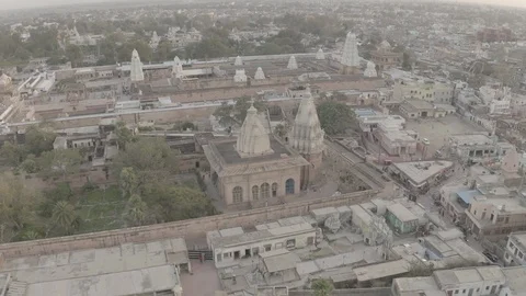 Vrindavan, city of 5000 temples. India, 4k aerial ungraded Stock-Footage 107727107
