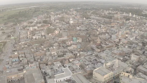 Vrindavan, city of 5000 temples. India, 4k aerial ungraded Stock Footage 107727250