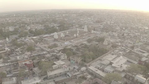 Vrindavan, city of 5000 temples. India, 4k aerial ungraded Video stock 107727544