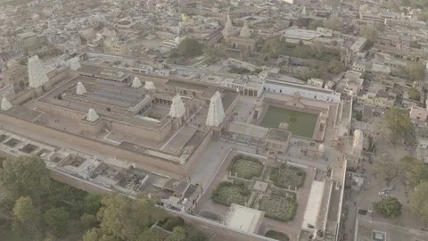 Vrindavan, city of 5000 temples. India, 4k aerial ungraded Stock Footage 107727876