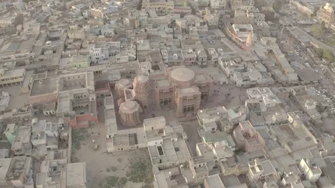 Vrindavan, city of 5000 temples. India, 4k aerial ungraded Video stock 107727980