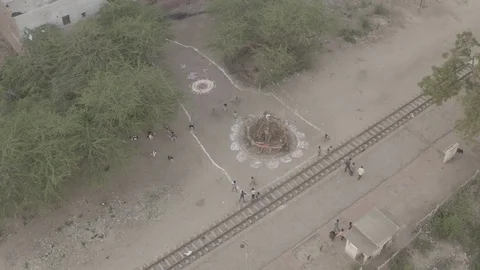 Vrindavan, city of 5000 temples. India, 4k aerial ungraded Stock Footage 107743491