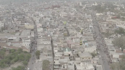 Vrindavan, city of 5000 temples. India, 4k aerial ungraded Video stock 107743782
