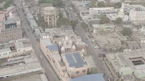Vrindavan, city of 5000 temples. India, 4k aerial ungraded Stock Footage 107743898
