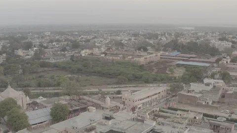 Vrindavan, city of 5000 temples. India, 4k aerial ungraded Video stock 107744587