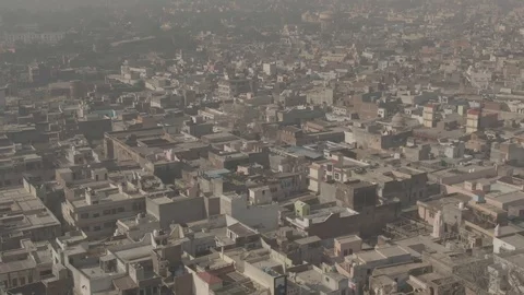Vrindavan, city of 5000 temples. India, 4k aerial ungraded Video stock 107752104