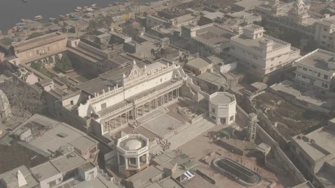 Vrindavan, city of 5000 temples. India, 4k aerial ungraded Video stock 107752200