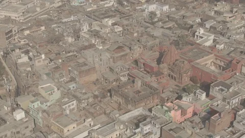 Vrindavan, city of 5000 temples. India, 4k aerial ungraded Stock Footage 107752311