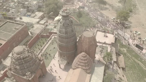 Vrindavan, city of 5000 temples. India, 4k aerial ungraded Stock Footage 107754733