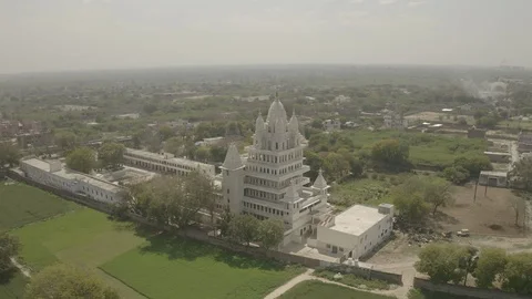 Vrindavan, city of 5000 temples. India, 4k aerial ungraded Video stock 107755199