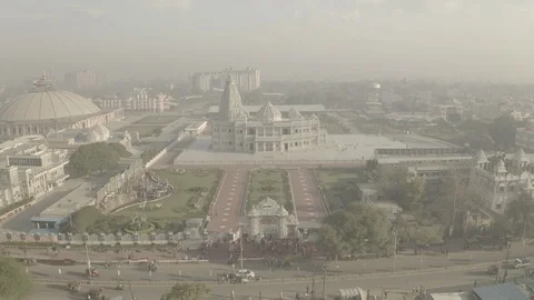 Vrindavan, city of 5000 temples. India, 4k aerial ungraded Video stock 107755830