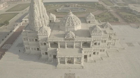 Vrindavan, city of 5000 temples. India, 4k aerial ungraded Video stock 107755865