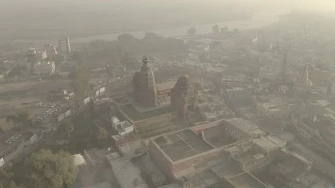 Vrindavan, city of 5000 temples. India, 4k aerial ungraded Stock-Footage 107756219
