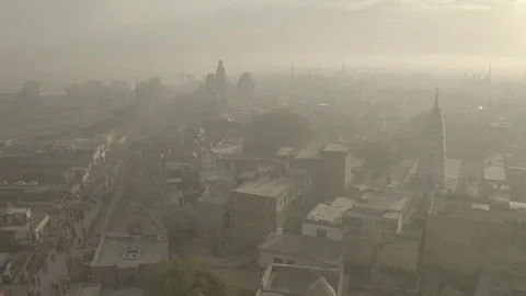 Vrindavan, city of 5000 temples. India, 4k aerial ungraded Stock-Footage 107756404