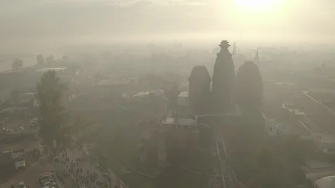 Vrindavan, city of 5000 temples. India, 4k aerial ungraded Stock Footage 107756490