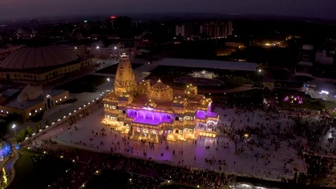 Vrindavan, city of 5000 temples. India, 4k aerial Stock Footage 109375036