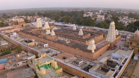 Vrindavan, city of 5000 temples. India, 4k aerial Video stock 109389934