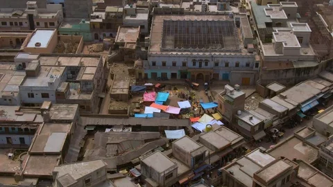 Vrindavan, city of 5000 temples. India, 4k aerial Stock Footage 109389953