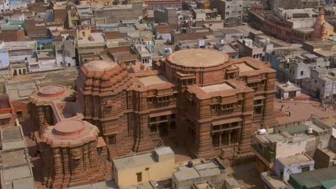 Vrindavan, city of 5000 temples. India, 4k aerial Stock Footage 109391559