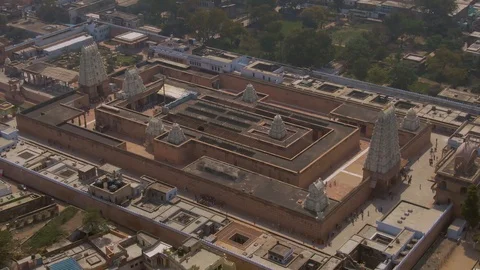 Vrindavan, city of 5000 temples. India, 4k aerial Stock Footage 109391832