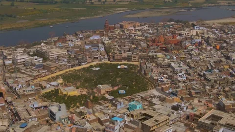Vrindavan, city of 5000 temples. India, 4k aerial Video stock 109392272
