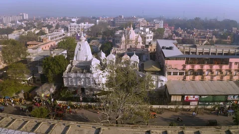 Vrindavan, city of 5000 temples. India, 4k aerial Video stock 109394720