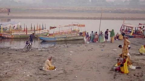 VRINDAVAN, India - October 10, 2017: panorama of the current life of the local p Stock Footage 84541965